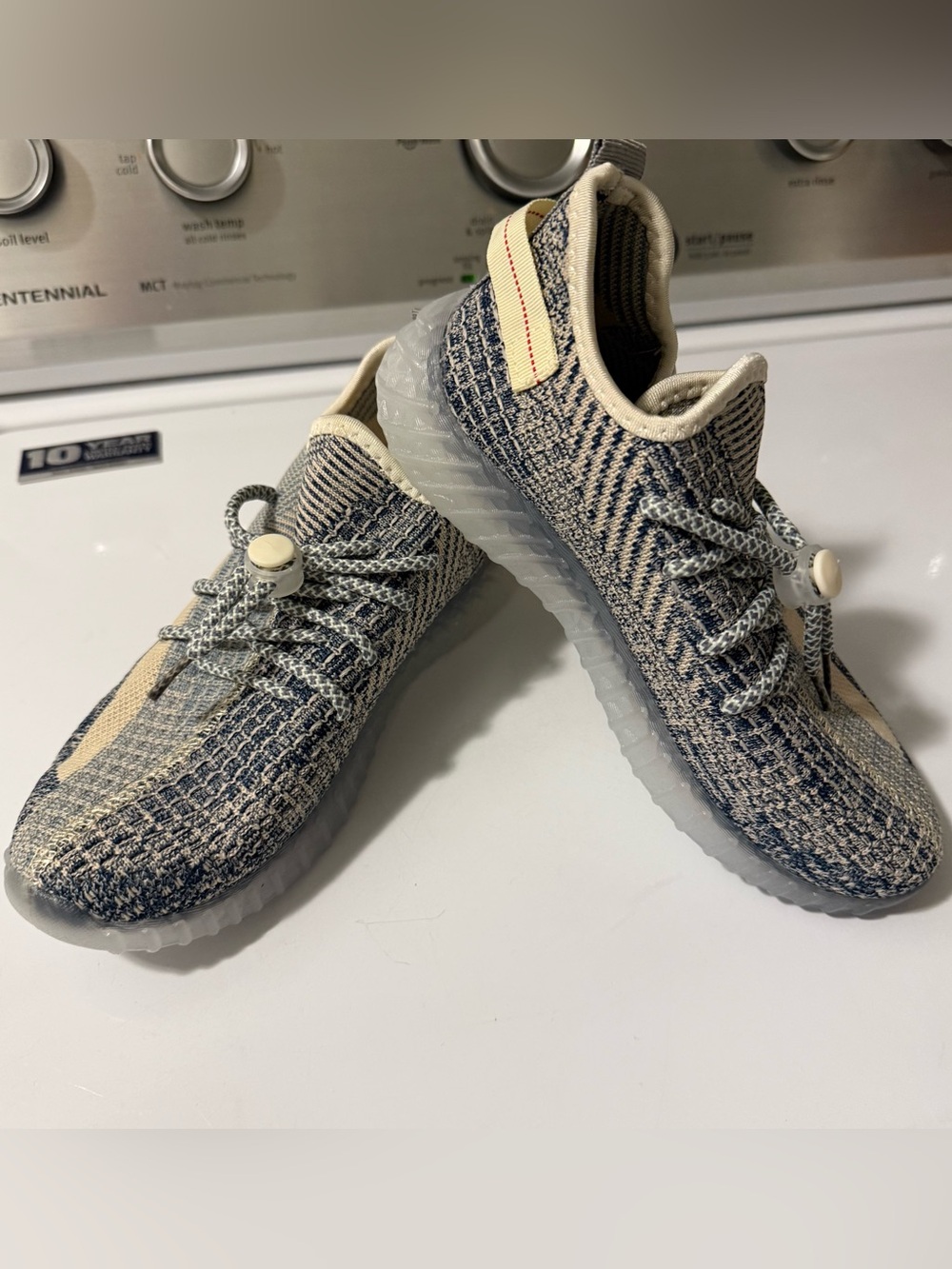 Gray/Cream Knit Slip-On Sneakers